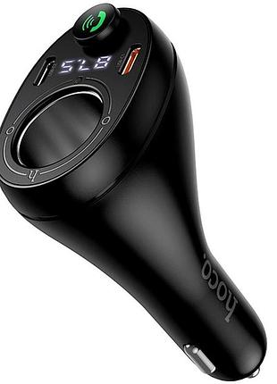 Fm трансмітер mp3 з зарядним пристроєм для авто 3.0a 2 порти pd35w bluetooth 5.4 hoco e88 для відтворення музики