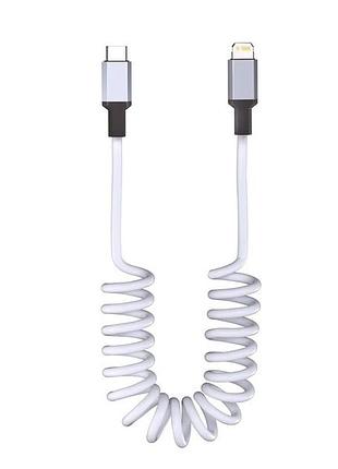 Кабель usb c to lightning 27w pd для iphone ipad чорний пружинистий 1.8м швидка зарядка і передача даних