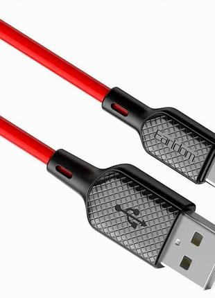 Usb c кабель 2.4a 1м для зарядки и передачи данных силиконовый красный earldom ec-154c для смартфонов и планшетов