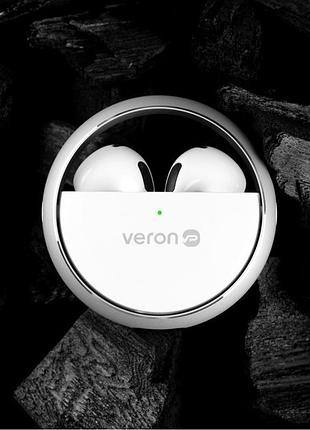 Tws bluetooth навушники veron m06 round бездротові для музики та розмов з тривалим часом роботи чорні