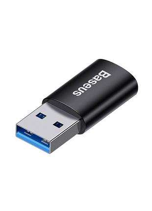 Мини otg адаптер baseus usb a на type-c для смартфонов и планшетов высокая скорость передачи 10 гбитс черный