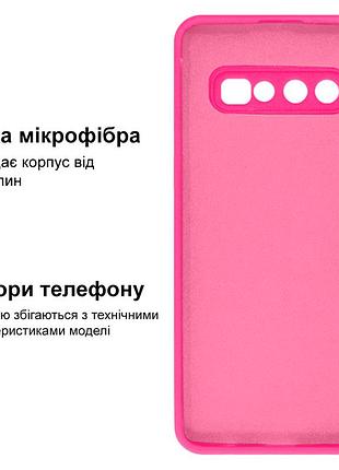 Чехол silicone case camera protective для samsung s10 plus (21) ярко розовый shiny pink 3