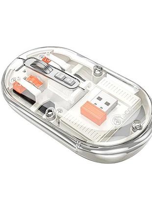 Беспроводная мышь hoco gm35 для компьютера и ноутбука bluetooth 2.4g 5 кнопок белая с литиевым аккумулятором 300mah