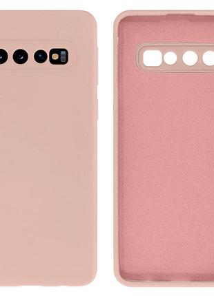 Чехол silicone case camera protective для samsung s10 plus (18) пудра pink sand