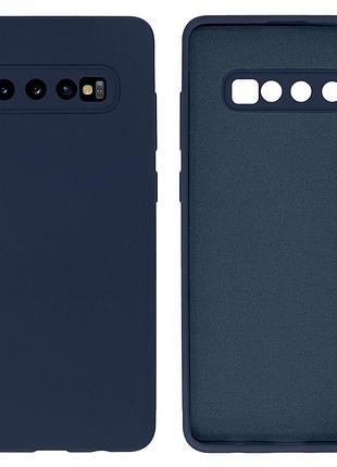 Чехол silicone case camera protective для samsung s10 plus (08) темно синий dark blue