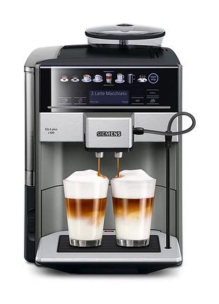 Кавомашина siemens te655203rw 1.7л, зерно + мелена, автомат.капучинатор, led - дисплей, авторецептів - 12, чорно - срібний