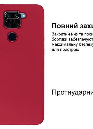Чехол silicone case camera protective для xiaomi redmi note 9 (15) бордовый rose red 2