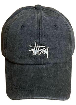 Кепка stussy cap logo колір темно-сірий