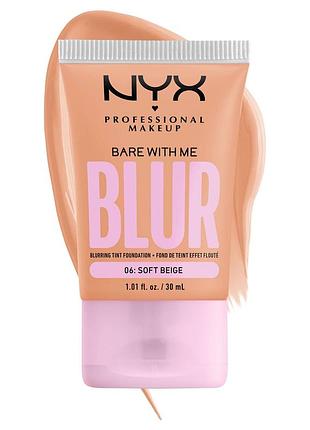 Тональна основа nyx professional makeup bare with me blur tint foundation. відтінок:06 soft beige