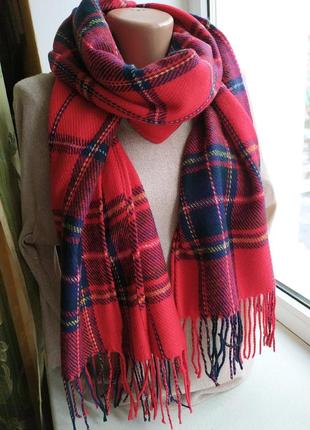 Шарф тёплый акриловый в клеточку в клетку красивый