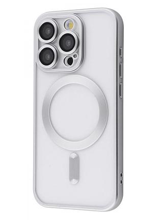Чехол metal matte case with magnetic ring iphone 15 pro white titanium