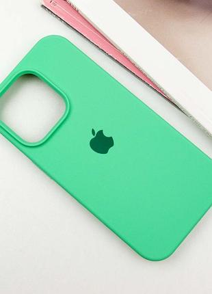 Чехол silicone case full protective (aa) для apple iphone 14 pro max (6.7") зеленый / spearmint 2