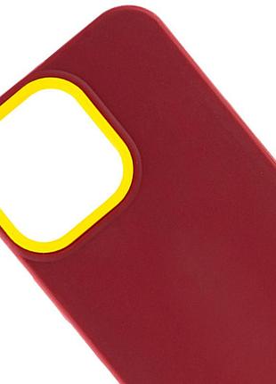 Чохол tpu+pc bichromatic для apple iphone 13 pro max (6.7") brown burgundy / yellow 3