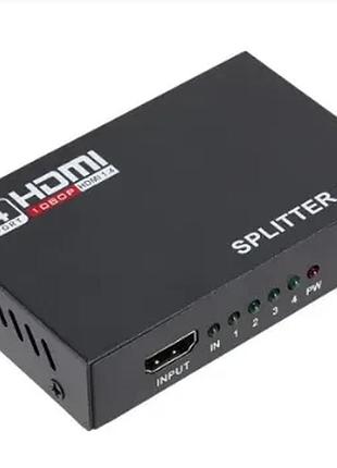 Hdmi розгалужувач на 4 порти hdmi splitter 1 in 4 / чорний