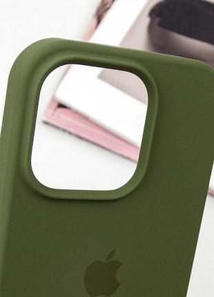 Чохол silicone case full protective (aa) для apple iphone 14 pro (6.1") зелений / dark olive 3