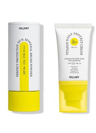 Сонцезахисна мінеральна пудра прозора з spf 30 + сонцезахисний крем для обличчя spf 30+