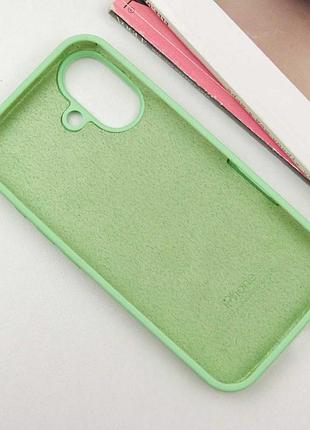 Чехол silicone case full protective (aa) для apple iphone 16 plus (6.7") зеленый / pistachio 3