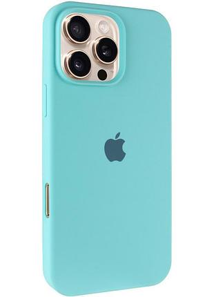 Чехол silicone case full protective (aa) для apple iphone 16 pro max (6.9") бирюзовый / marine green 2