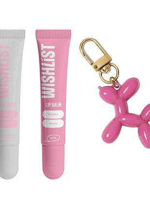 Набір бальзамів-блисків для губ crystal sorbet & sweet candy wishlist lip gloss balms + іграшка-брелок