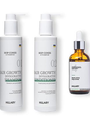 Шампунь та сироватка для волосся multi-active hop cones + кондиціонер для росту волосся