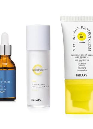 Комплекс для відновлення тону та захист від пігментації spf 30 hillary tone repair & pigment defense set