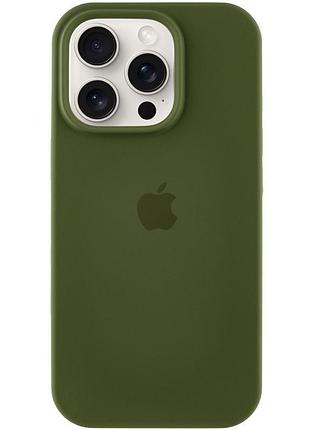 Чехол silicone case full protective (aa) для apple iphone 16 pro max (6.9") зеленый / dark olive