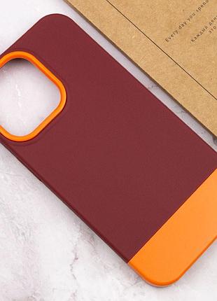 Чохол tpu+pc bichromatic для apple iphone 13 pro (6.1") brown burgundy / orange