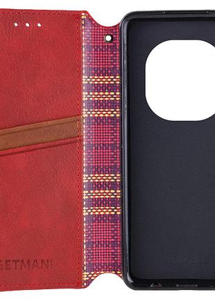 Кожаный чехол-книжка getman cubic (pu) для xiaomi redmi note 14 pro 4g красный