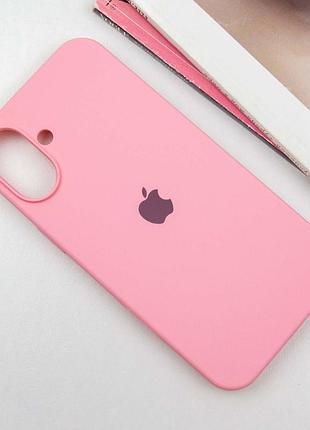 Чехол silicone case full protective (aa) для apple iphone 16 (6.1") розовый / light pink 2