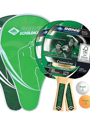 Набор для пинг-понга donic champs 400 cover set dt1-788498, зеленый, размер (eu) - one size