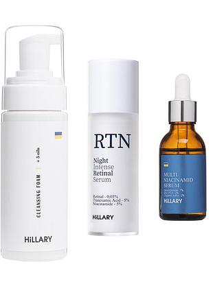 Комплекс для контролю висипань і оновлення шкіри вночі hillary night acne control & renewal kit