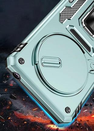 Ударопрочный чехол camshield army ring для xiaomi redmi 14c / a4 / poco c75 зеленый / light green