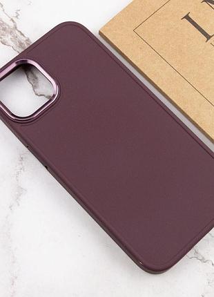 Tpu чохол bonbon metal style для apple iphone 14 (6.1") бордовий / plum