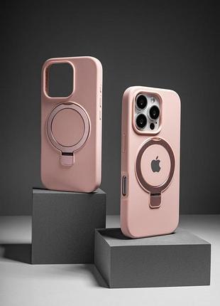 Чехол silicone case full protective with ring для apple iphone 16 pro (6.3") pink
