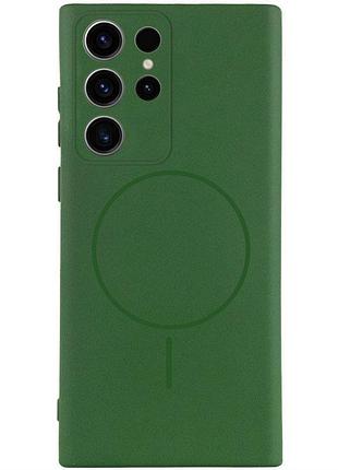 Чохол silicone cover lakshmi full camera (aa) with magfit для samsung galaxy s23 ultra зелений / dark green