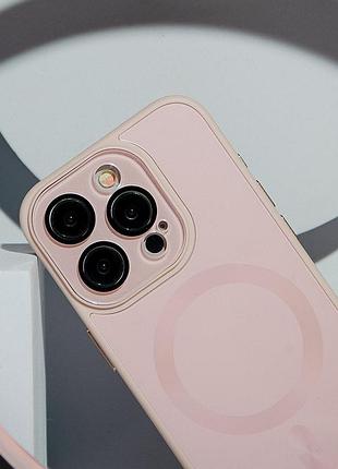 Чехол tpu+glass sapphire midnight with magsafe для apple iphone 14 (6.1") розовый / pink sand