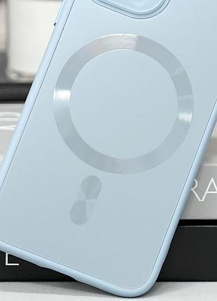 Чохол tpu+glass sapphire midnight with magsafe для apple iphone 15 (6.1") блакитний / blue