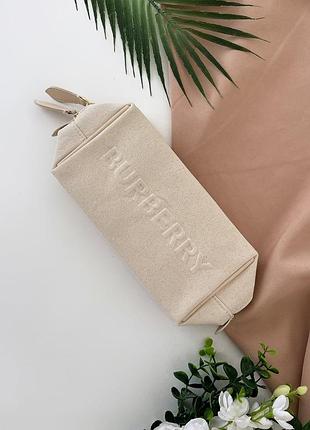 Burberry beauty gift collection косметичка makeup bag travel pouch органайзер бежева текстильна