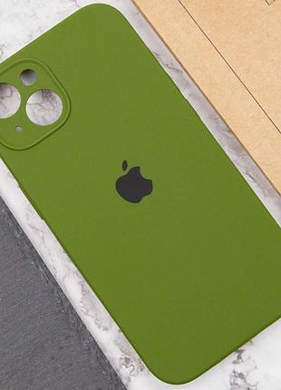Чехол silicone case full camera protective (aa) для apple iphone 15 plus (6.7") зеленый / dark olive