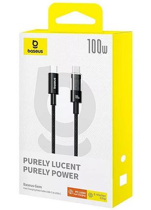 Дата кабель baseus gem fast charging type-c to type-c 100w (2m) (p10373000111-01) cluster black 6