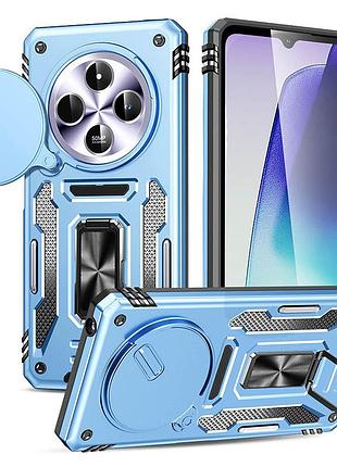 Ударопрочный чехол camshield army ring для xiaomi redmi 14c / a4 / poco c75 голубой / light blue