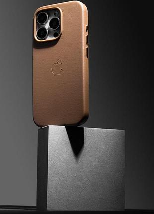 Шкіряний чохол leather case (aaa) with magsafe and animation для apple iphone 16 (6.1") taupe