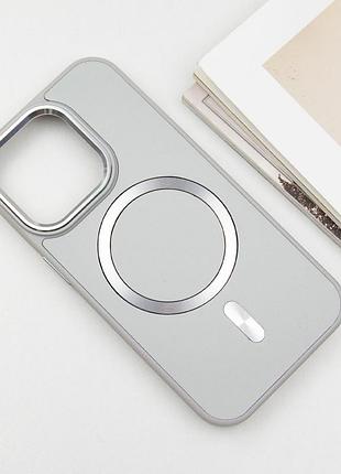 Кожаный чехол snapcase with magsafe для apple iphone 14 pro (6.1") grey
