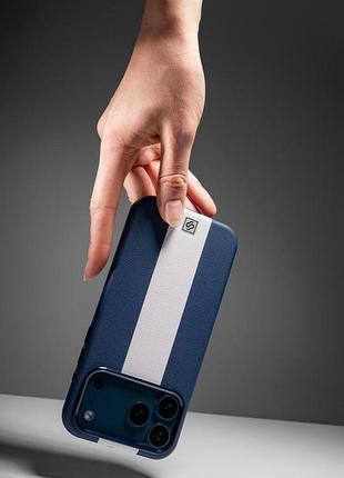 Кожаный чехол rally with magsafe для apple iphone 17 (6.3") blue / white