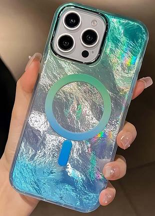 Чехол tpu shiny mountain (magfit) для apple iphone 16 pro (6.3") green / blue