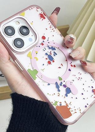 Чехол tpu+pc flush with magsafe для apple iphone 14 pro max (6.7") baby pink