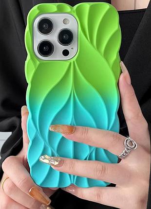 Tpu чохол leaf для apple iphone 15 pro (6.1") green / aqua