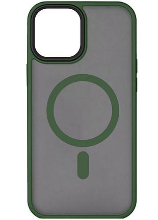 Tpu+pc чехол metal buttons with magsafe для apple iphone 15 (6.1") зеленый