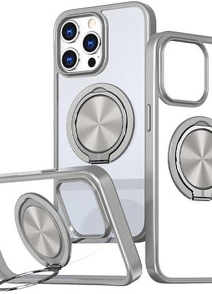 Tpu+pc чехол metal ring with magsafe для apple iphone 15 pro (6.1") серый