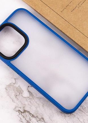 Tpu+pc чехол metal buttons для apple iphone 13 pro max (6.7") голубой